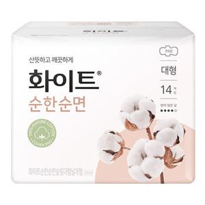 생리대 화이트 순한순면 대형 14매 X 1팩 날개형