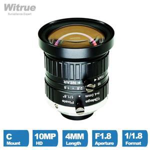 Witrue 감시 보안 CCTV 카메라용 HD 4K 렌즈, 10MP C 마운트, 4mm 조리개, F1.8 포맷, 왜곡 없음, 1 1 인치