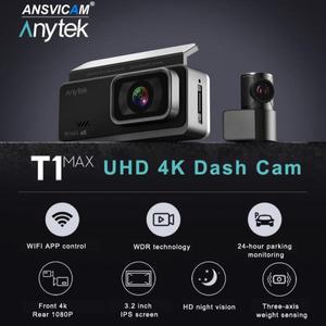 ANSVICAM UHD 4K WIFI 대시 캠 자동차 DVR GPS 전면 및 후면 듀얼 렌즈 1080P 블랙 박스 룸 야간 투시경 카