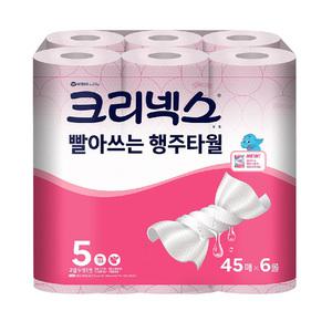 유한킴벌리 크리넥스 빨아쓰는 위생행주 핑크 45매 3롤 4팩