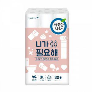 도톰 부드러운 엠보싱 무향 3겹 두루마리 휴지 30롤