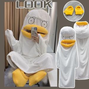 두꺼운 잠옷 카툰 캐릭터 겨울 두꺼운 플란넬 브리프 귀여운 재미있는 오리 잠옷 수면복 파자마 잠옷