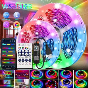 LED 스트립 RGB 5050 WS2812b 블루투스 App 제어 쫓는 효과 조명 유연한 테이프 다이오드 리본 TV 백라이트 침실 장식