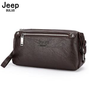 JEEP BULUO 패션 빅 브랜드 남성용 핸드백, 하이 퀄리티 가죽 클러치 백, 지갑, 대용량 비즈니스, 새로운 핫 다크 브라운