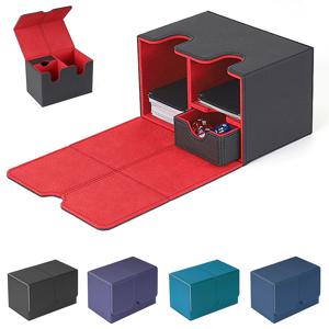 PU 가죽 카드 상자, 더블 커프스 서랍, 체크 무늬 카드 보관함, PTCG Pok émon 서랍 스타일 카드 세트, 다기능 게임
