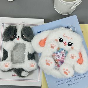 1pcs 귀여운 플러시 Kpop Photocard 홀더 키 체인 Kawaii 만화 사진 슬리브 ID 은행 신용 카드 홀더 수호자 편지지