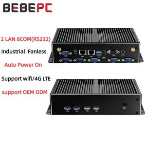 미니 산업용 PC 팬리스 듀얼 LAN 6*COM 4G LTE 코어 i5 4200U i7 4500U J1900 HD WiFi 6*RS232 RS485 Windows 11 Linux 컴퓨터