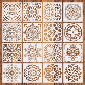 16 개/몫 15*15cm 만다라 창 꽃 DIY 레이어링 스텐실 그림 스크랩북 색칠 엠보싱 앨범 장식 템플릿
