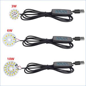 COMPYI 1PCS USB 플러그 DC5V LED 조명 온라인 스위치 디밍 컨트롤러 1.5 미터 케이블 3W 6W 10W 3000K + 6500K 라이트 보드.