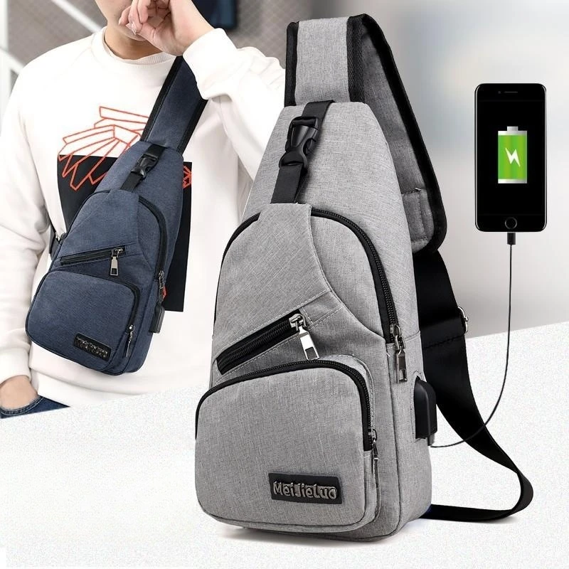 패션 소년 숄더 가방 USB 충전식 크로스 바디 가방 남자 도난 방지 다기능 가슴 가방 여행 배낭 핸드백