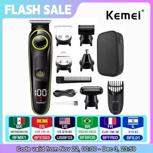 Kemei 696 전기 머리 깎기 남성용 다기능 트리머 남성용 면도기 코 5 In 1 Professional 트리머