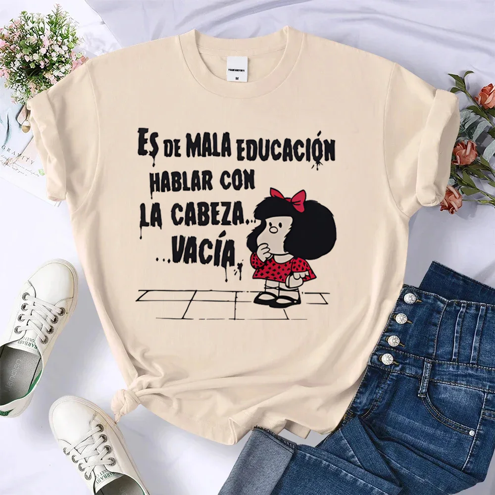 Mafalda 탑 여성 여름 그래픽 만화 티셔츠 여성 디자이너 하라주쿠 의류