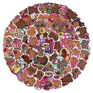 66PCS 만화 귀여운 검은 피부 헬로 키티 스티커 귀여운 낙서 장식 수하물 노트북 방수 데칼 어린이 장난감
