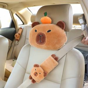 자동차 목 베개 Capybara 플러시 어깨 보호 귀여운 티슈 상자 Kawaii 자동차 장식 자동차 용품 사랑스러운 플러시 장난감 선물
