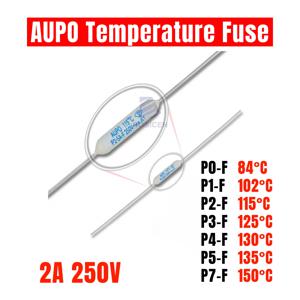 5PCS AUPO 2A 250V 제트 RF P0-F P1-F P2-F P3-F P4-F P5-F P7-F 84/102/115/125/130/135/150 ℃   세라믹 저항성 온도 퓨즈