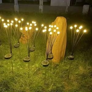10 조명 태양 잔디 램프 정원 램프, LED 바람 구동 FireflyGround 플러그 램프, 정원 라마단 장식 축제 램프