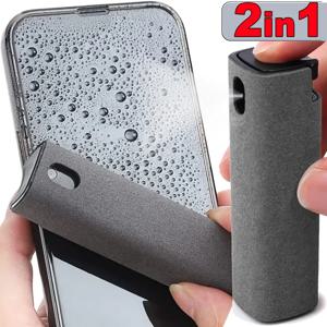 휴대 전화 Ipad 컴퓨터 용 2in1 마이크로 화이버 스크린 클리너 스프레이 병 마이크로 화이버 천 닦아 아이폰 청소 안경 물티슈