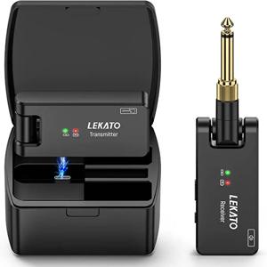 LEKATO 무선 기타 시스템 기타 무선 송신기 수신기 2.4Ghz 충전식 무선 오디오 시스템(WS-100)