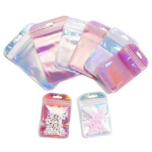 명확한 전시 창을 가진 보석 주머니를 위한 50Pcs 자체 밀봉 레이저 작은 비닐 봉투 DIY 보석 포장 선물 저장 부대