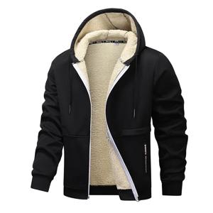 겨울 Lambswool 지퍼 후드 두꺼운 따뜻한 자켓 남성 긴 소매 스웨터 캐주얼 스포츠 양털 코트 후드 맨 자켓
