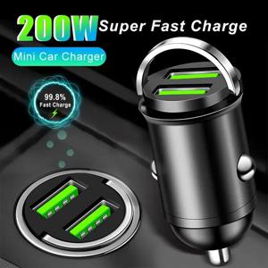 QC3.0 PD 차량용 충전기 100W/200W 미니 자동차 USB 12-24V Xiaomi 삼성 화웨이 아이폰에 대한 빠른 충전 자동차 USB 유형 C 충전기 라이터