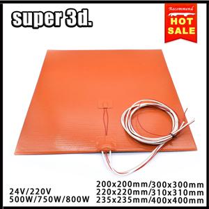실리콘 가열 침대 가열 패드 방수 220/300/310/235/400MM 24V/220V 3D 프린터 Ender3 cr10 부품 핫 침대