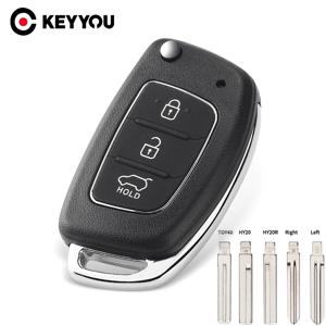 KEYYOU 플립 원격 자동차 키 쉘 케이스 현대 솔라리스 ix35 ix45 ELANTRA 산타페 HB20 Verna HY15/HY20/TOY40 블레이드 3 버튼