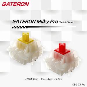 Gateron Milky Pro 스위치 Milky Yellow Pro Red 선형 사전 윤활 스위치 기계식 키보드 5핀 POM용 SMD RGB Mx 스템 스위치