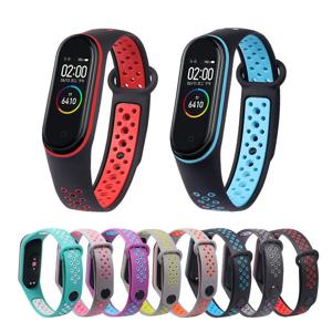 Xiaomi Mi Band 3 4 5 6 7 용 통기성 스트랩 Xiaomi MiBand 7 6 5 Miband 스트랩 교체 용 스마트 시계 손목 M3 M4 팔찌