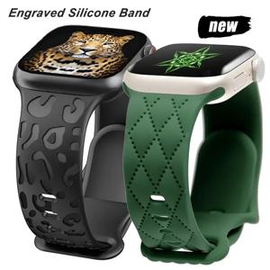 애플 워치 밴드용 각인 실리콘 스트랩, 42mm 44mm 45mm 41mm 49mm 40mm 팔찌, 한국 iwatch 시리즈 8 9 SE 7 6 5 4 3 울트라