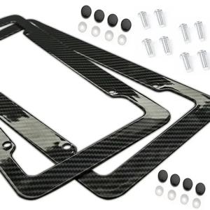 Nuevo marco Universal para matrícula, 30x15CM, 1/2 Uds., patrón de carbono, soporte de marco para matrícula de plástico con 키트