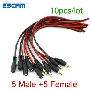 10 개/몫 남성 여성 플러그 12V Dc 전원 피그 테일 케이블 잭 Cctv 카메라 커넥터 꼬리 확장 DC 와이어