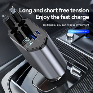 USB C 고속 충전 차량용 담배 라이터 충전기 어댑터, 아이폰, 샤오미, 화웨이, 삼성용, 4 인 1, 120W