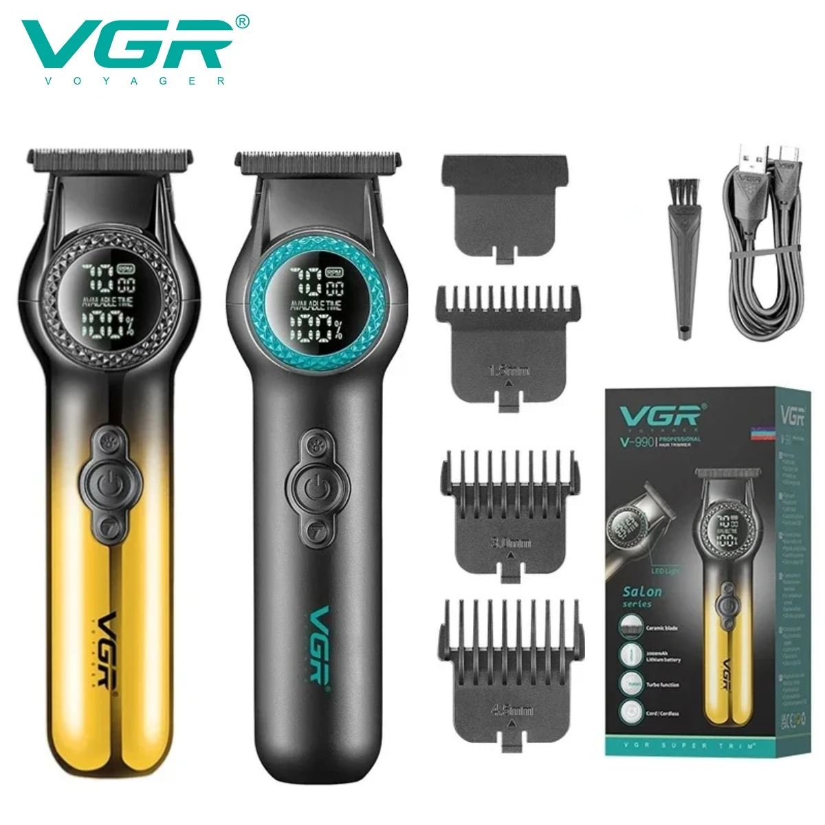 VGR 바리깡 트리머 이발기 클리퍼 헤어 트리머 무선 헤어 커팅 머신 이발사 전기 같은 8000RPM 헤어 클리퍼 전문적인 이발 남성용 트리머 V-990