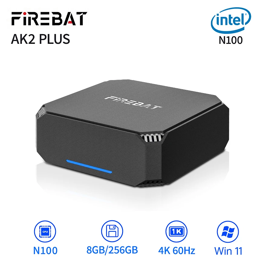 FIREBAT AK2 플러스 미니 PC, 인텔 N100, 듀얼 밴드, WiFi5, BT4.2, 데스크탑 게이밍 컴퓨터, 미니 PC 게이머, 16GB, 512GB