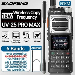 Baofeng Uv25 Pro Max 에어 밴드 워키토키, 무선 복사 주파수 Noaa C 타입 충전기, Am 장거리 햄 양방향 라디오, 16W