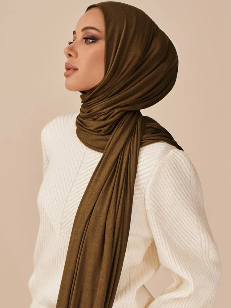 이슬람 여성을위한 모달 코튼 저지 Hijab 스카프 목도리 신축성 쉬운 일반 Hijabs 스카프 Headscarf 아프리카 여성 Turban 라마단