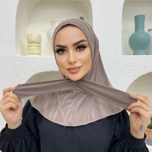 여성을위한 새로운 인스턴트 저지 Hijab Undercap Hijabs 이슬람 여성 Hijab 모자 전체 커버 스냅 패스너 헤드 랩 스카프 이슬람 Turban