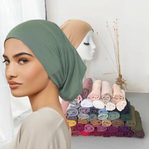 56 색상 패션 여성 내부 Hijab 튜브 이슬람 모자 보닛 일반 이슬람 Underscarf 대나무 저지 Undercaps