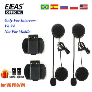 EJEAS V6 프로 헬멧 인터콤 클립 3.5mm 마이크 스피커 헤드셋 V넷폰 V4 오토바이 블루투스 인터폰