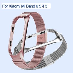 Xiaomi Mi Band 용 스마트 시계 스트랩 6 5 4 3 Miband 6 5 4 용 시계 밴드 골드 슬리버 스테인레스 스틸 스포츠 Smartwatch Correas