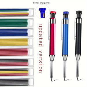 2.8mm 금속 알루미늄 막대 깊은 구멍 목공 펜, 마킹 펜, 단단한 목공 기계 연필, 내장 연필 깎이