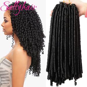 Sallyhair 합성 Faux Locs 14 인치 70 그램/갑 크로 셰 뜨개질 머리 확장 아프로 헤어 스타일 소프트 Dreadlock 크로 셰 뜨개질 머리띠