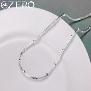 45-50cm 925 스털링 실버 목걸이 뱀 체인 여성을위한 아름다운 간단한 구슬 결혼식 패션 쥬얼리 크리스마스 선물