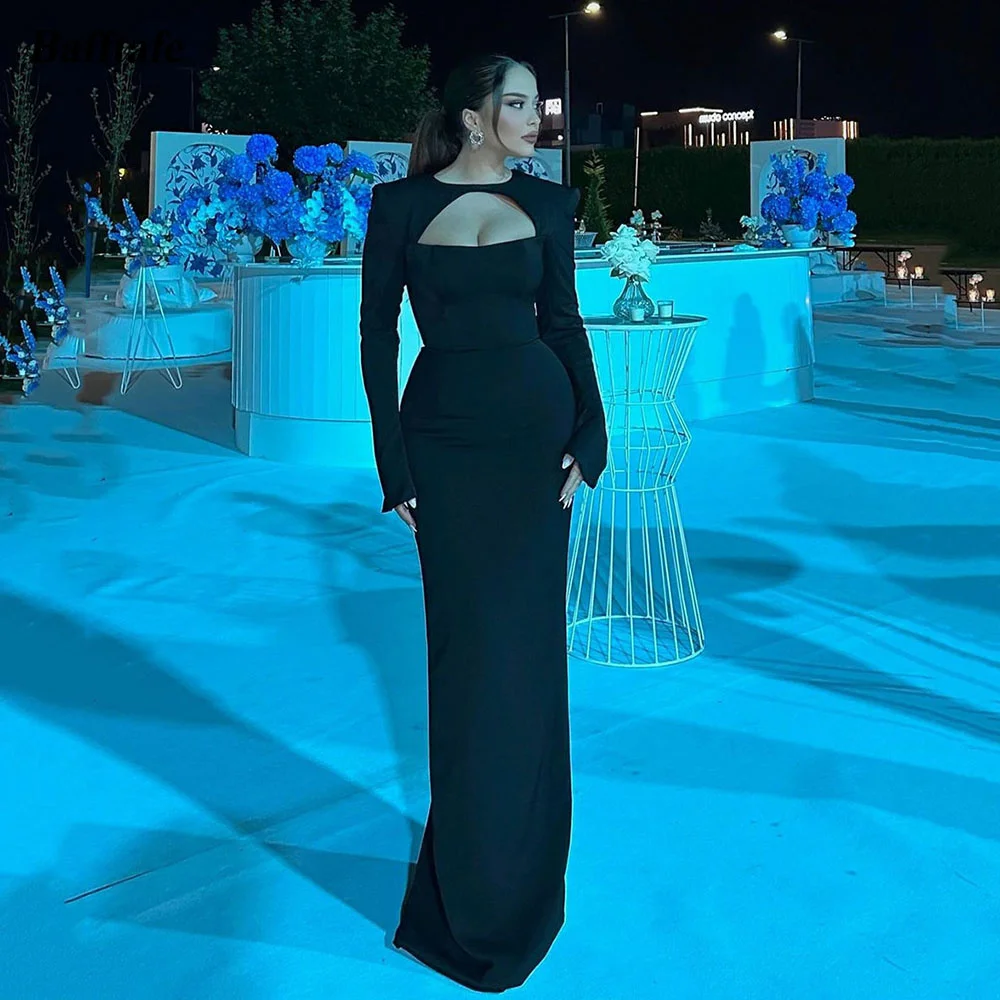 맞춤형 인어 블랙 댄스 파티 드레스 아라비아 긴 소매 정장 이브닝 드레스 여성 웨딩 파티 가운 vestidos de noche