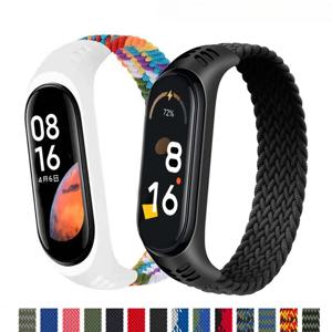 Xiaomi Mi band 6 7 스트랩 나일론 땋은 솔로 루프 pulseira 팔찌 Miband5 손목 밴드 벨트 Mi band 5 4 3 6 correa