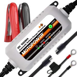 MOTOPOWER MP00205B 12V 1000mA 완전 자동 배터리 충전기/유지관리자