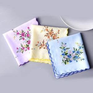 5 Pcs 30*30 cm 빈티지 코 튼 여성 Hankies 수 놓은 나비 꽃 Hanky ​​꽃 숙 녀 손수건 직물 무작위 색상