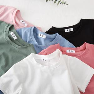 2-7T 유아 어린이 아기 소년 소녀 의류 여름 탑 짧은 소매 코튼 T 셔츠 느슨한 유아 기본 티 어린이 Tshirt 의상