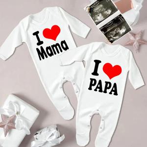 나는 아빠 엄마를 사랑합니다 아기 Babygrow Sleepsuit 아기 오는 집 복장 Newbron 샤워 선물 소년 소녀 귀여운 Sleepsuit 유아 흰색 Romper